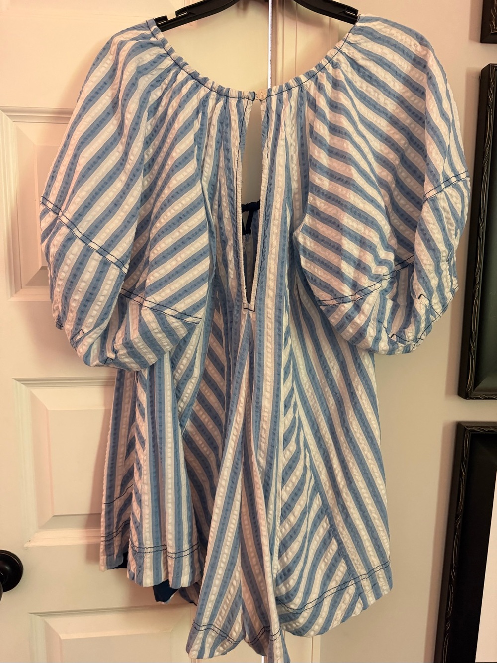 Free People Blue & White Stripe Romper - Picture 3 of 3